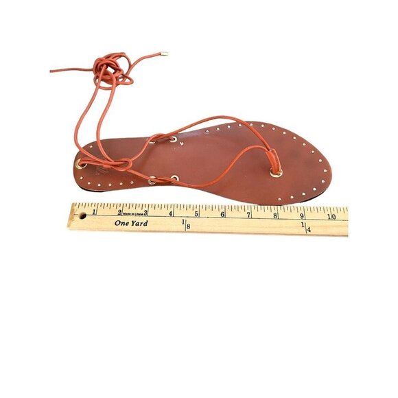 Zara Strappy Low Heel Leather Sandals Size 8.5 EU 39 Cognac Brown - Picture 11 of 11